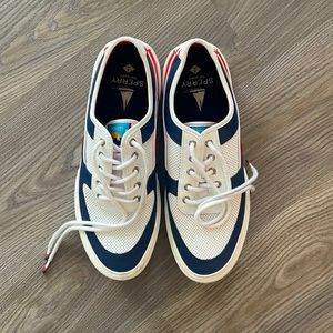 Red white and blue Sperrys